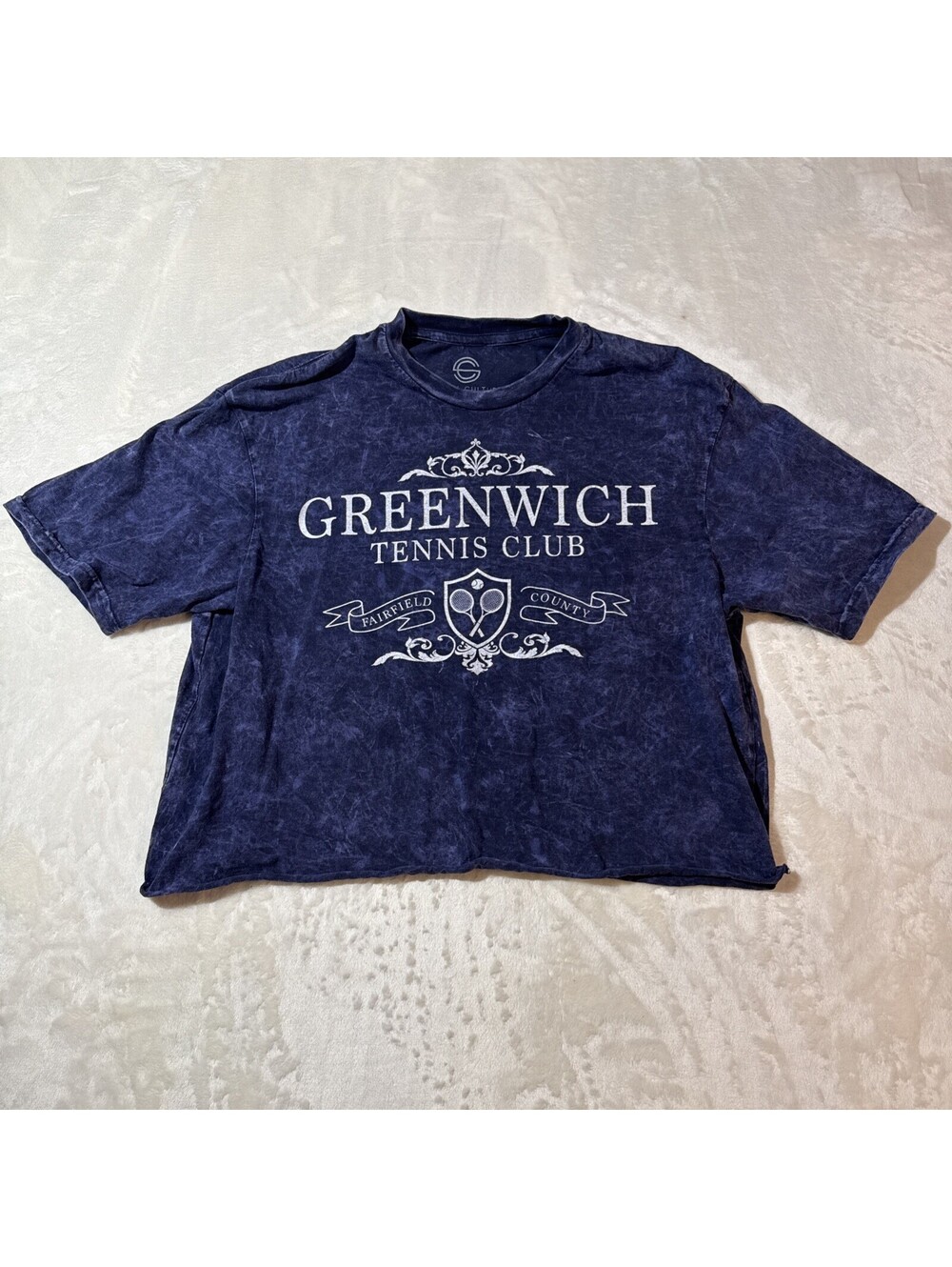 Social Culture Med Cropped T-Shirt Tennis Club Greenwhich Navy